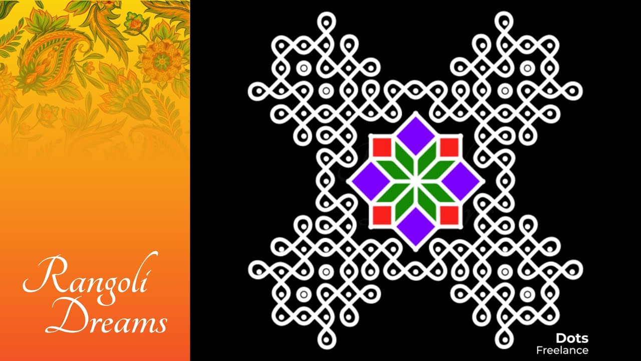 Very Big 9x9 Dots with extra corner dots Festival Sikku Kolam | 9 Dots ...