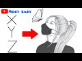 How to draw a girl with mask  pencil sketch step by step  how to draw a girl