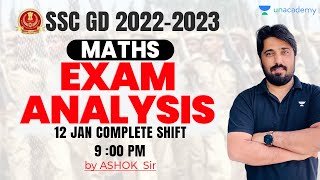 SSC GD 2022-2023 Exam analysis I Maths I 12 Jan all Shift Complete analysis I Ashok Chaudhary