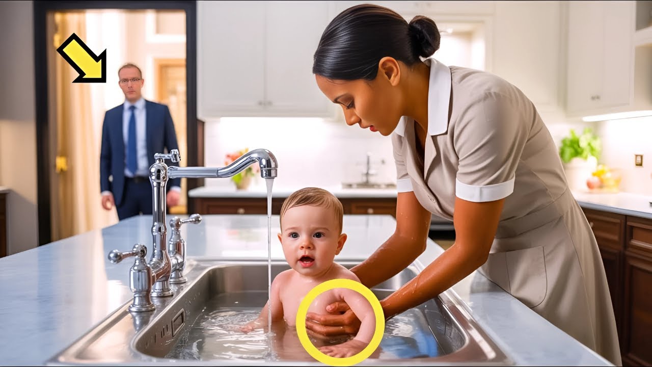 Без Няни… Уборщица Искупала Ребёнка в Раковине… Реакция Отца-Миллионера Шокировала Всех!