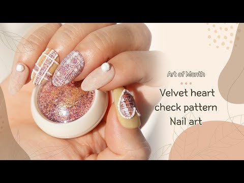 [Art set of Month] 정말 쉬운 벨벳 하트 체크 네일아트ㅣ꾸욱꾸욱 체크 아트 세트ㅣvelvet heart check art #nailart #nailtutorial