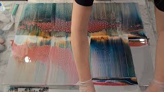 (637) ACRYLIC POUR Swipe Technique on LARGE Canvas! ABSTRACT FLUID ART Tutorial 