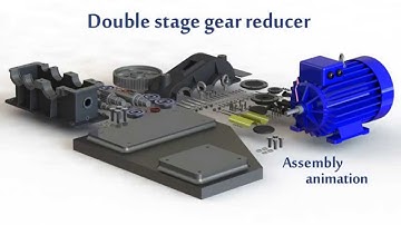 Double stage gear reducer assembly animation