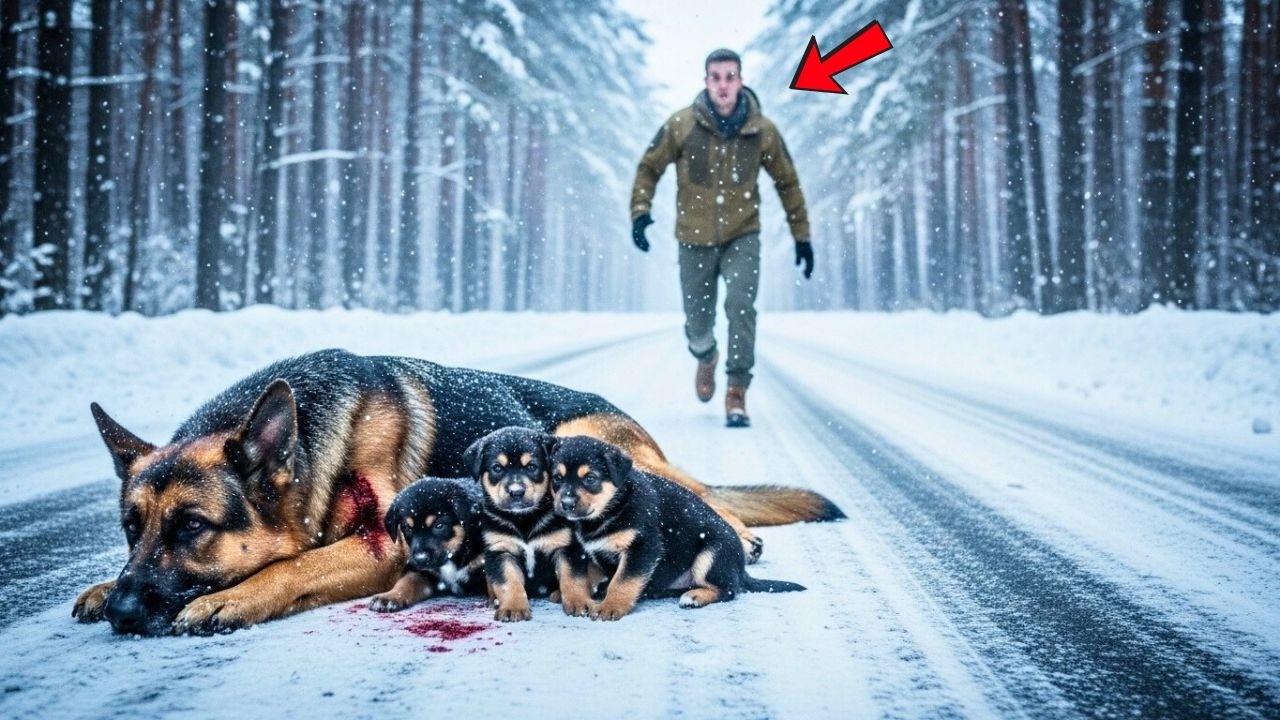 Three Puppies Trembled Beside Their Wounded Mother — Until a Navy SEAL Hit the Brakes
