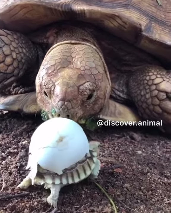 See the baby turtle meet its turtle mother after hatching