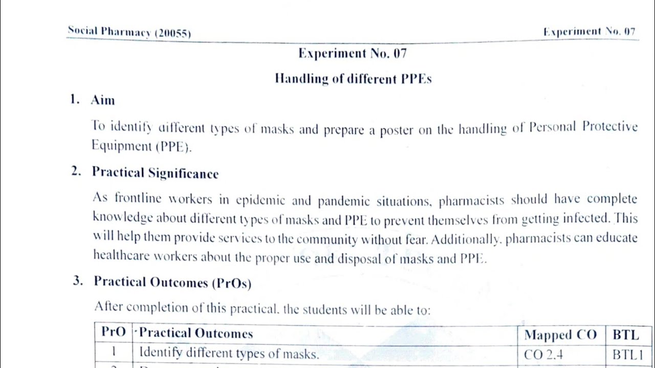 Social Pharmacy Experiment No. 7 | 1st year D pharmacy Practical Manual 