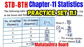 STD 8th mathematics chapter 11 Statistics Practice set 11.1 maharashtra Board class 8