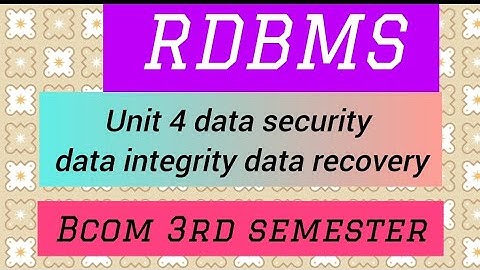 Rdbms unit 4 data security data integrity data recovery bcom 3rd semester