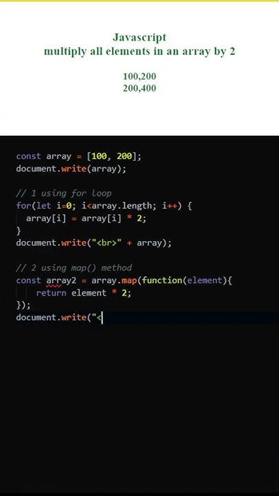 Javascript, multiply all elements in an array by using for loop, map ...