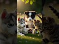 "Puppies &amp; Cat Meet Butterflies 🐶🐱🦋 Heartwarming Meadow Moment"#AnimalFriends #OutdoorFun #Shorts