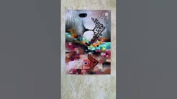 Home & house abstract painting in chalk soft pastel - relaxing art demonstration