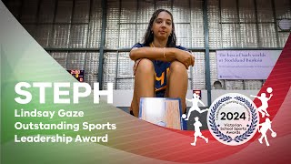 Stephanie Whatley – winner of the 2025 Lindsay Gaze Outstanding Sports Leadership Award