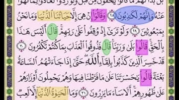 النصف الاول من صفحة131 من سورة الانعام الايات من 28:32 مكررة بصوت الشيخ محمود الحصري