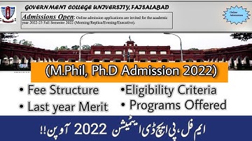 GCUF MS/M.Phil & Ph.D Admissions 2022 Open| GCUF Closing Merit, Fee Structure & Eligibility criteria