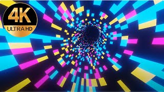 10 hour neon multi color party lights abstract disco tunnel background video loop, 4k live wallpaper