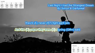 Last Night I Had The Stangest Dream (no capo) by Simon &amp; Garfunkel play along with chords and lyrics