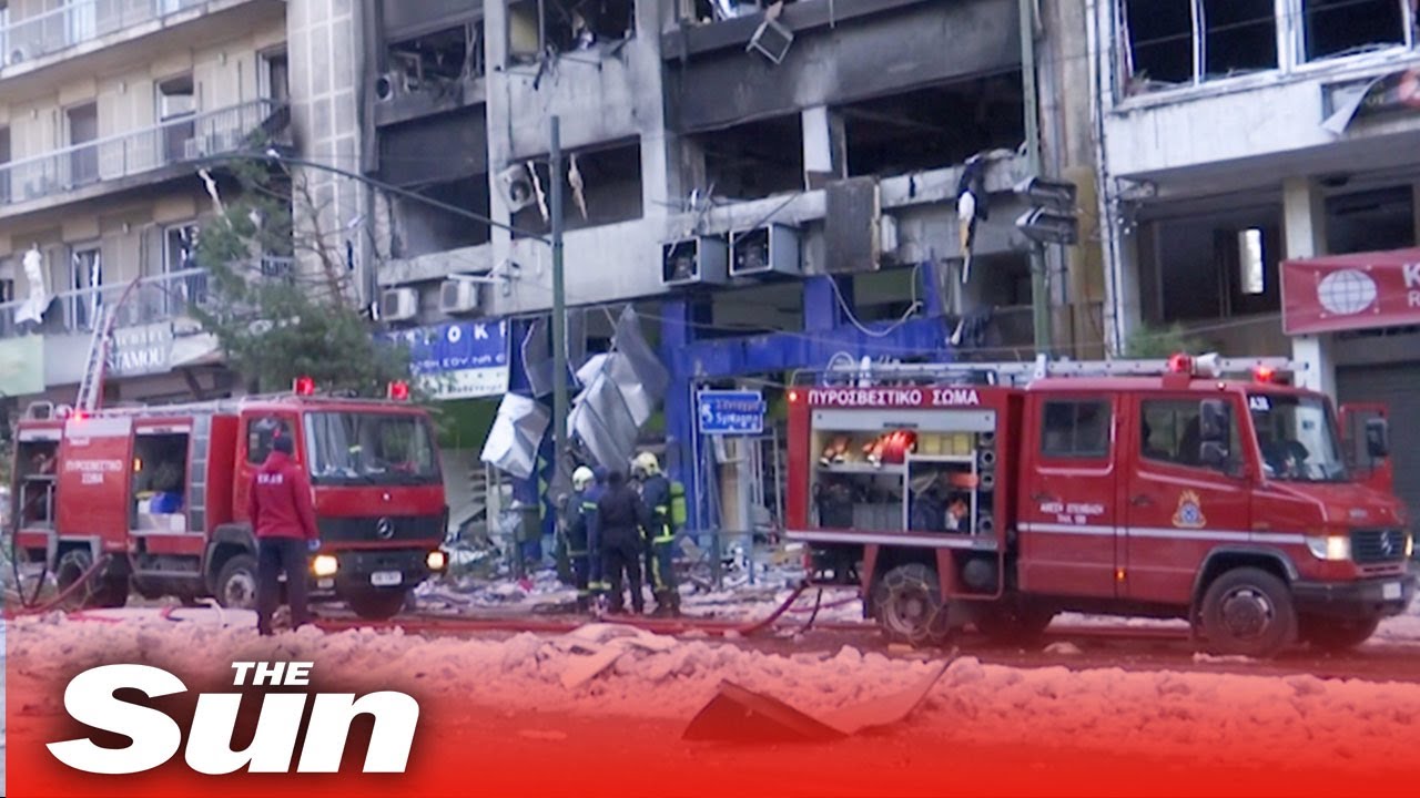 Firefighters tackle blazing fire after huge blast destroys buildings in ...