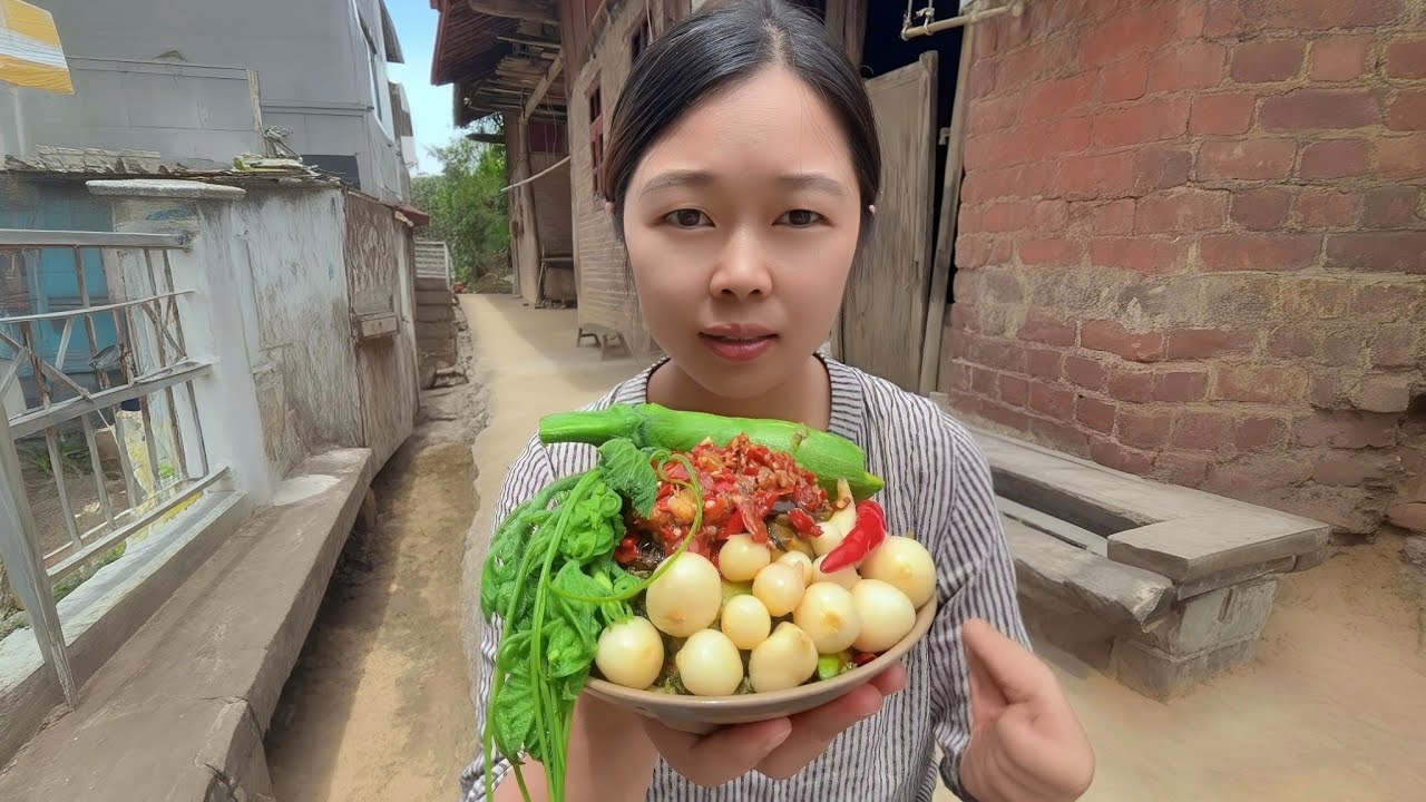 Quail eggs with chili and fresh veggies – a unique countryside flavor