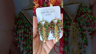 Jewelry making Supplies &amp; beading tutorials by CapitalCityBeads - Christmas Holiday Beaded Earrings