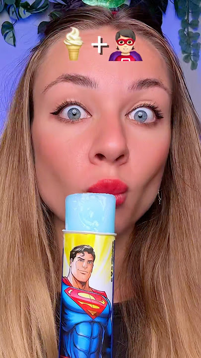 Ice cube ice cream with Superman blue cola 🤗