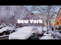 [4K]🇺🇸NYC Winter Walk❄️☃️First Snowstorm 2022, Winter Wonderland in Upper Manhattan | Jan 2022