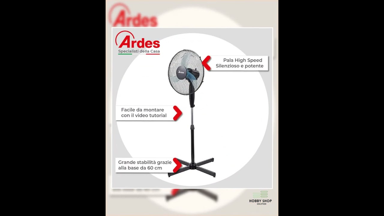 Ventilatore Ardes Penny 40P piantana 40 cm – 3 velocità, altezza e oscillazione regolabile