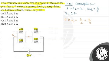 Four resistances are connected in a circuit as shown in the given figure. The electric current f...