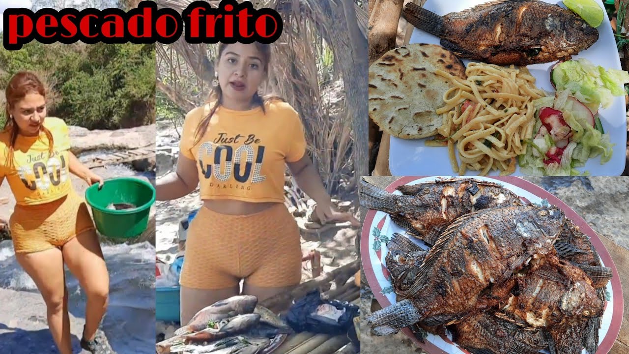 Haciendo Pescado frito ala orilla del rio de aguas Termales