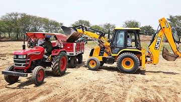 JCB 3dx Backhoe Loading Mud in Tractor | Mahindra YUVO + 575 Di | Sonalika Di - 42 Rx | @UVJCB