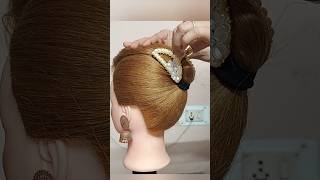Beautiful Bun Hairstyle with Clutcher / Claw Clip  #youtubeshorts #bunhairstyle #ytshorts #wedding