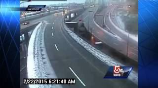 Pickup truck flies off I-93 onto lower deck near Zakim Bridge