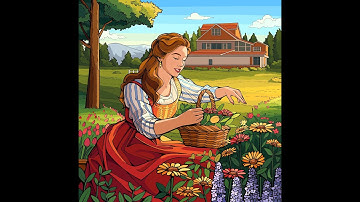 Zen Color App Paint by Numbers Girl Picking Flowers #spring #coloring #relaxing #farm