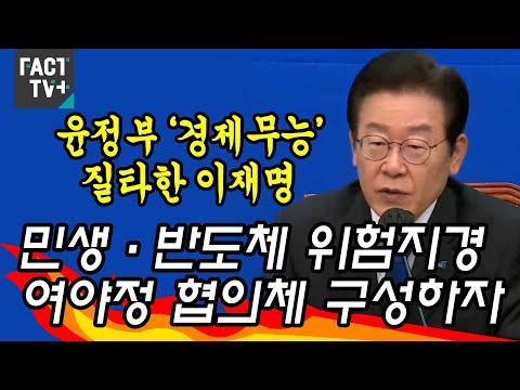 윤정부 ‘경제무능’ 질타한 이재명 “민생·반도체 위험지경...여야정 협의체 <strong>구성하자</strong>”
