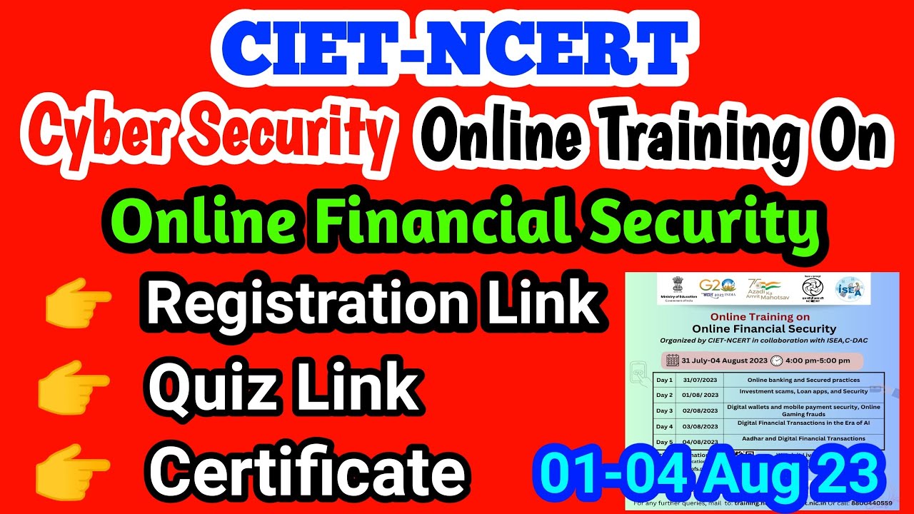Picture of Online Training on Online Financial Security Organized by NCERT | Free Online Certificate | CIET ...