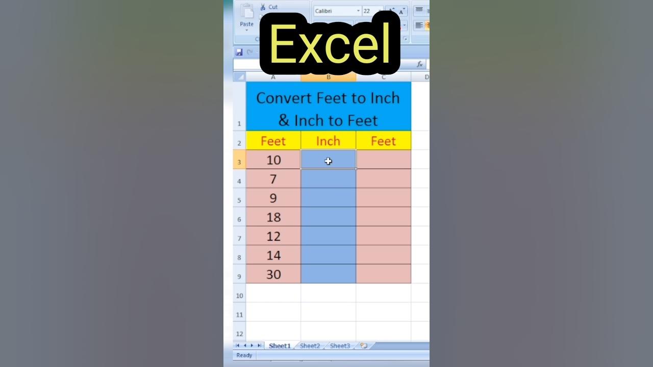 Convert Feet To Inch In Excel Excel Tutoring Excel Data Entry