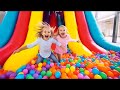 Kids Play In All Amusement Parks in the City! Alice and Eva Popping Balloons Playing in the Backyard
