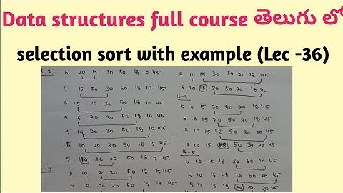 selection sort in data structures with example  | sorting techniques