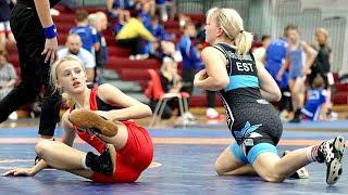 U17 A. Sproge (LAT) vs B. Aigma (EST) 50kg. Youth girls women wrestling Estonia.