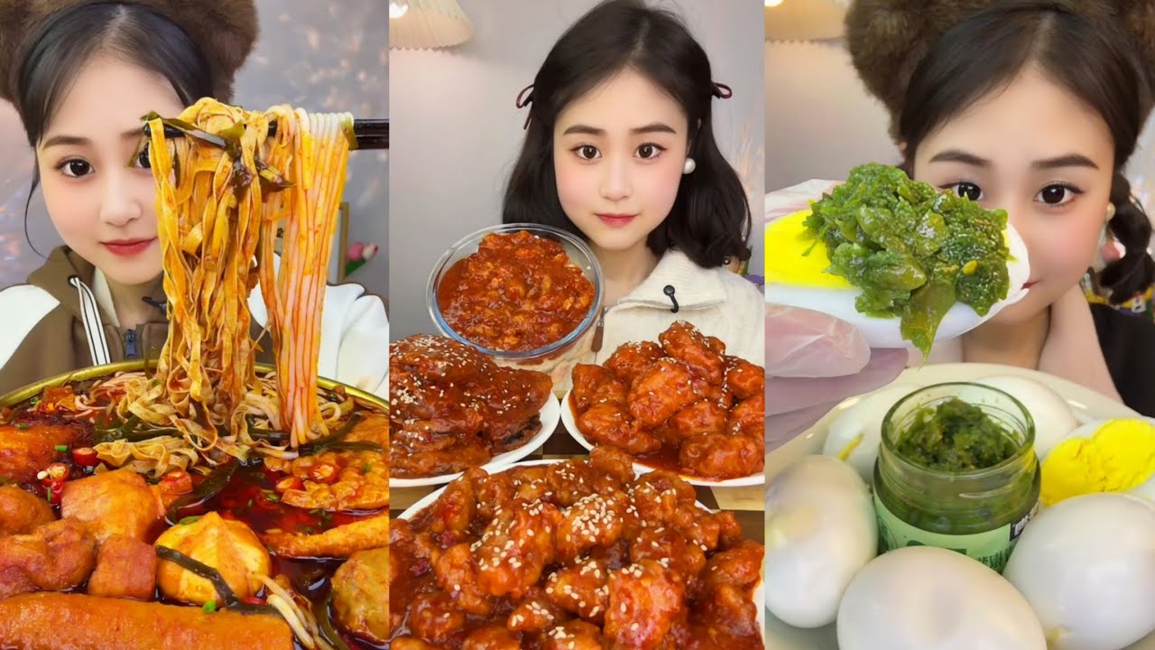 ASMR EATING SPICY AND HOT Korean Noodles 먹방 | Chinese Spicy Food ASMR 중국먹방 | ASMR Eating Video