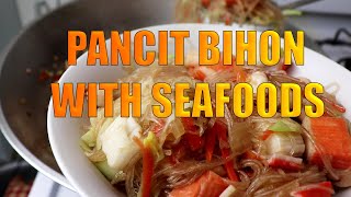 Pancit Bihon with Seafoods