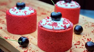 Cup measure / Beautiful Soft and Fluffy Cherry Red Velvet Cake Recipe / Yogurt Mousse