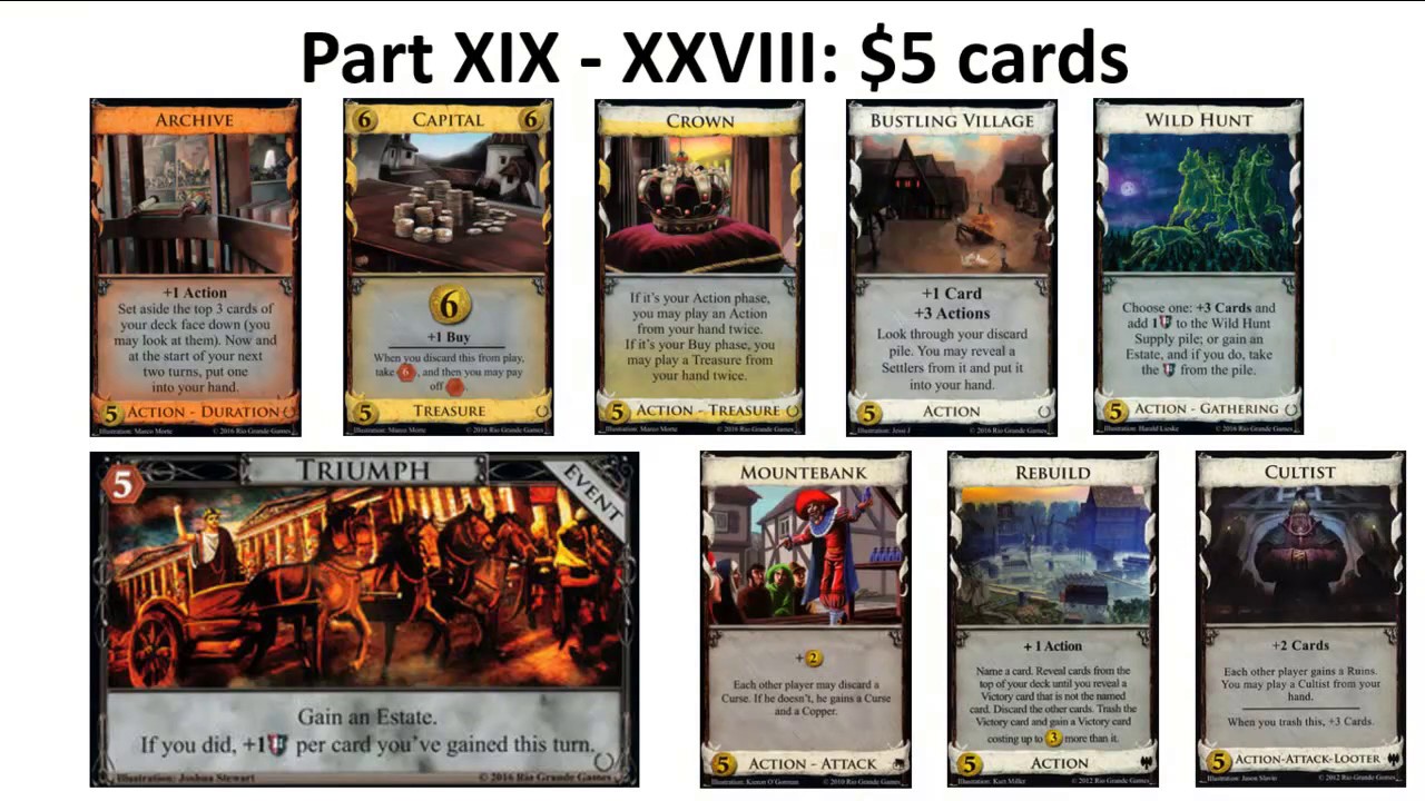 The Dominion Card Lists 2016 Edition Part XIX 5 cards (Ranks 96