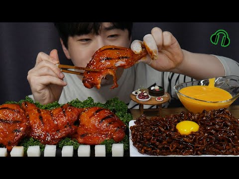 Pelicana chicken leg <strong>Jin</strong> jjajang <strong>ramen</strong> Mukbang ASMR DoNam 조용한먹방