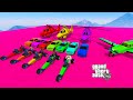 GTA V Mega Ramp Stunt Map Car Race Challenge On Super Cars, Bikes and Jeeps With Trevor and Friends