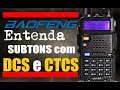 Entenda os subtons dos menus CTCS e DCS