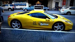 Another video of top gear ferrari 458 italia usa taxi fleet with 6
supercars promoted at hollywood! including lamborghini murcielago
lp640, mercedes benz slr...