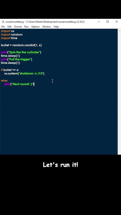 Play russian roulette with Python! #python #programming #tutorial # ...
