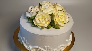 Идея украшения торта объёмными розами - 2 