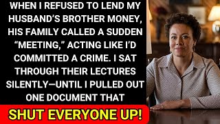 When I refused to lend my husband's twin brother money, his family declared a meeting' on me