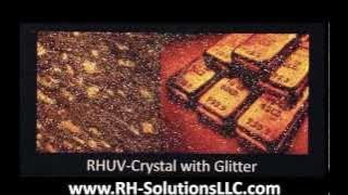 Sample showing RHUV-Crystal ink screen printed with glitter flake